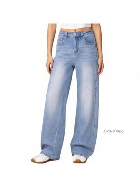 Women's High Rise Wide Leg Barrel Jeans Loose Fit Denim Pants